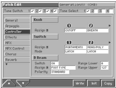 ROLAND FANTOM - Realtime Controller / D Beam Controller Settings (Controller) - 1
