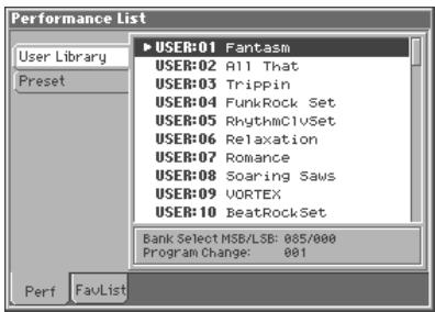 ROLAND FANTOM - Selecting Performances from the List - 1