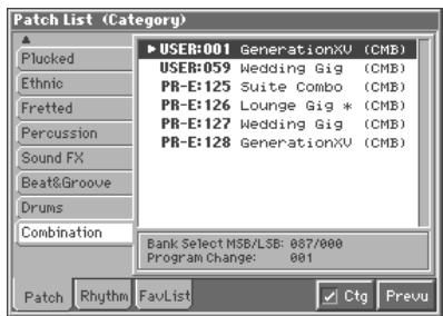 ROLAND FANTOM - Selecting from the Patch List Window - 2