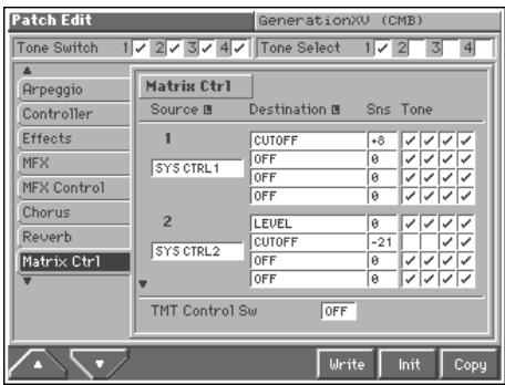 ROLAND FANTOM - Matrix Control Settings (Matrix Ctrl) - 1