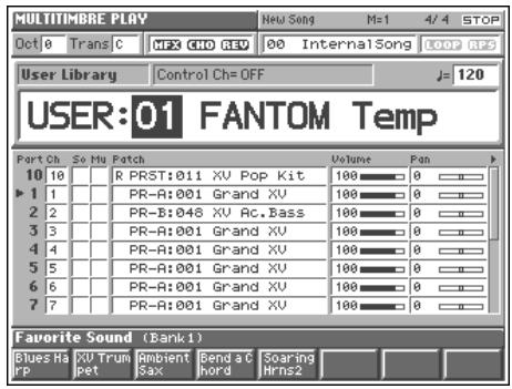 ROLAND FANTOM - Press  or  to select "Multitimbre," and then press [8 (Select)]. - 1