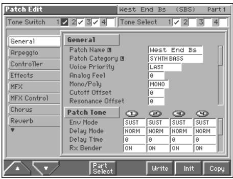 ROLAND FANTOM - Changing the Settings of the Patch Assigned to a Part - 2