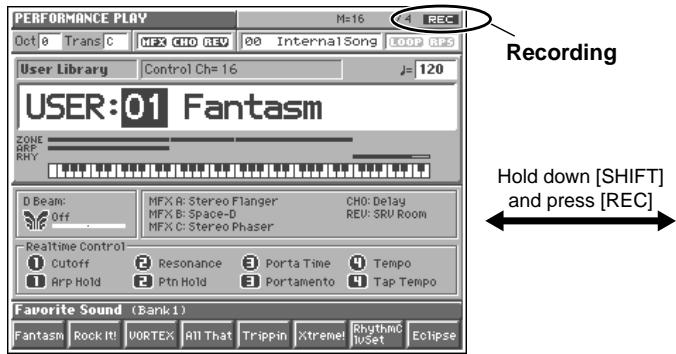 ROLAND FANTOM - Switching between Recording and Rehearsal modes, and showing or hiding the Realtime Recording window - 4