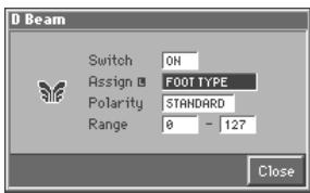 ROLAND FANTOM - Hold down [JUMP] and press D BEAM [ON/OFF]. - 1