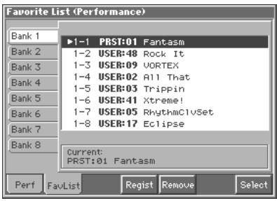 ROLAND FANTOM - Selecting from the Favorite List Window - 1