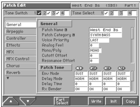 ROLAND FANTOM - Changing the Settings of the Patch Assigned to a Part - 2
