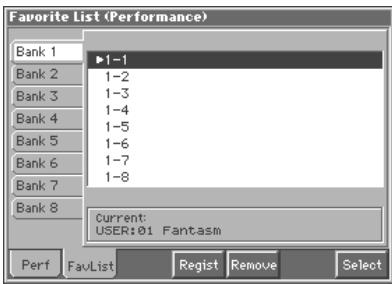 ROLAND FANTOM - Using the Favorite List Window to Register - 1