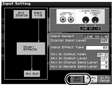 ROLAND FANTOM X - New shortcut from the Input Setting screen to MFX Edit - 2