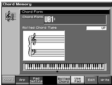 Chord Memory Chord Form Chord Form U81: Rolled Chord Type UP Chord Arp Pad Setting Rolled Chord Use Pad Edit Write
