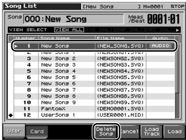 Song List 000: New Song View Select Number: Song Name File Name Audio 1 New Song (NEW_SONG_5VO) 2 New Songs 1 (NEHSON91_5VO) 3 New Songs 2 (NEHSON92_5VO) 4 New Songs 3 (NEHSON93_5VO) 5 New Songs 4 (NEHSON94_5VO) 6 New Songs 5 (NEHSON95_5VO) 7 New Songs 6 (NEHSON96_5VO) 8 New Songs 7 (NEHSON97_5VO) 9 New Songs 8 (NEHSON98_5VO) 10 New Songs 9 (NEHSON99_5VO) 11 FantomX (DEMO0001_5VO) 12 UserSongs 1 (USER0001_MID)