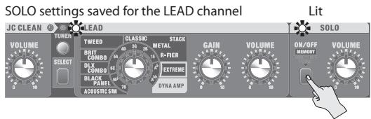 ROLAND CUBE-40XL - Switching the SOLO Function and the LEAD and JC CLEAN Channels - 5