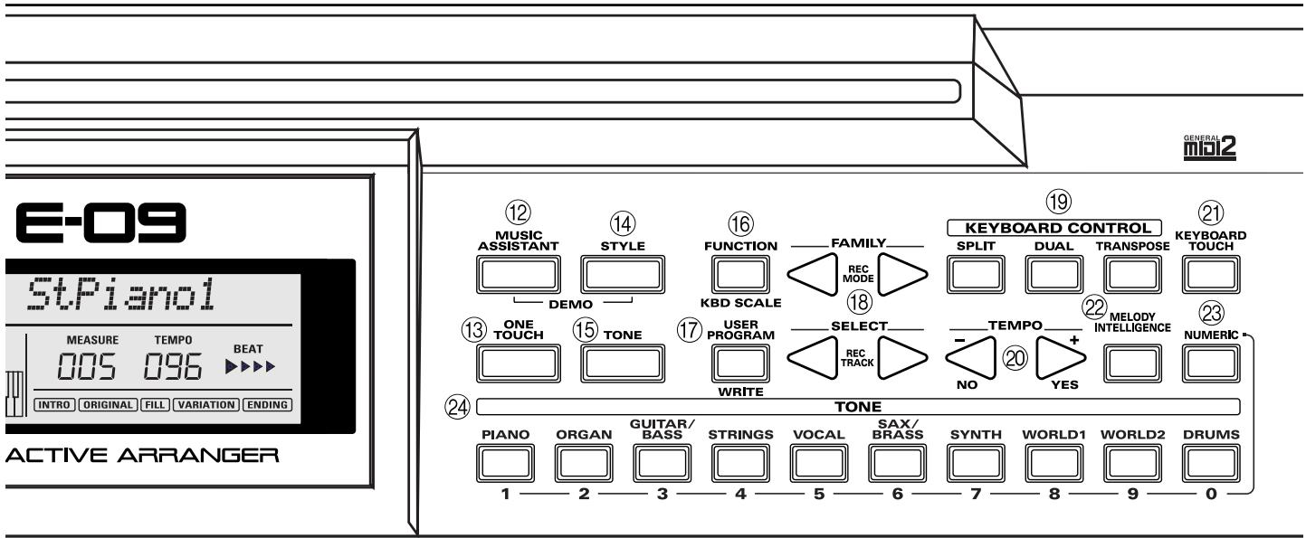 ROLAND E-09W - ARRANGER & SONG CONTROLS Section - 1
