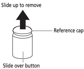 Slide up to remove Reference cap Slide over button