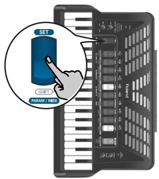 ROLAND FR-3XB WH - Press and hold the [SET] register to enter PARAMETER mode. - 1