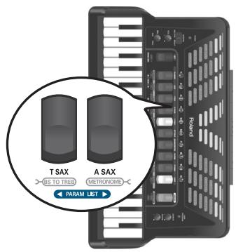 ROLAND FR-3XB WH - Use treble register [3] or [4] (PARAM LIST) to select the desired parameter. - 1