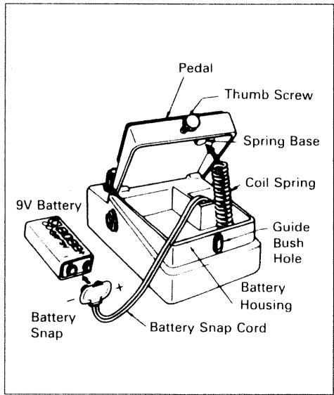 9V Battery Battery Snap Pedal Thumb Screw Spring Base Coil Spring Guide Bush Hole Battery Housing Battery Snap Cord