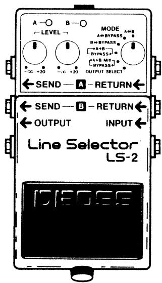 A—○ B—○ MODE —LEVEL — A+B —○ +20 —○ +20 —○ BYPASS+ [+A+B MIX] OUTPUT SELECT ← SEND — A — RETURN ← ← SEND — B — RETURN ← ← OUTPUT INPUT ← Line Selector® LS-2 DIEOSE