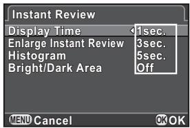 PENTAX Q - Setting the Display for Instant Review - 1