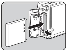 PENTAX Q - Insert the battery with the  mark facing toward the lens. - 1