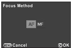 PENTAX Q - Use the four-way controller (▲▶) to select a focus method, and press the OK button. - 1