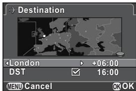 PENTAX Q - Use the four-way controller (▲▶) to select a destination city. - 1