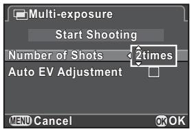 PENTAX Q - Use the four-way controller (▲▼) to select the number of shots, and press the OK button. - 1