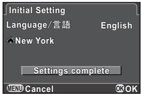 PENTAX Q - Press the four-way controller (▼) to select [Settings complete], and press the OK button. - 1