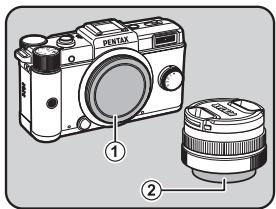 PENTAX Q - Remove the body mount cover (1) and lens mount cover (2). - 1