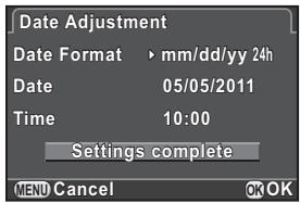 PENTAX Q - Press the four-way controller () to select [Settings complete], and press the OK button. - 1