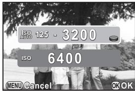 PENTAX Q - Use the four-way controller (▲▼) to select [ISO AUTO] or [ISO]. - 1