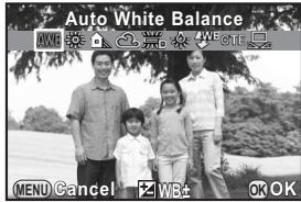 PENTAX Q - Use the four-way controller (▲▶) to select the white balance. - 1
