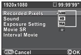 PENTAX Q - Press the four-way controller () , and then press the four-way controller () . Use the four-way controller ( ) to select the number of recorded pixels, and press the OK button. - 1