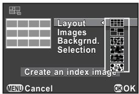 PENTAX Q - Press the four-way controller (▶), use the four-way controller (▲▼) to select a layout, and press the OK button. - 1