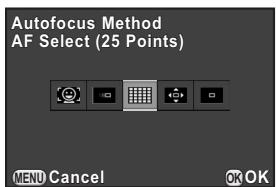 PENTAX Q - Use the four-way controller (▲▶) to select an autofocus method, and press the OK button. - 1