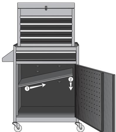 KOMPERNASS KH 3256 WORKSHOP TOOL TROLLEY - Montage de la tablette - 1