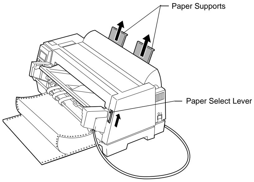 LEXMARK FORMS PRINTER 4227 PLUS - Pull the paper supports to the upright position. - 1