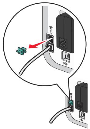 Diagram showing cable connection with a green connector and labeled ports, including a red arrow indicating direction.