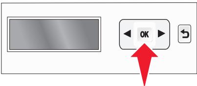 User interface button with navigation arrows and OK button, showing a blue screen and directional arrow