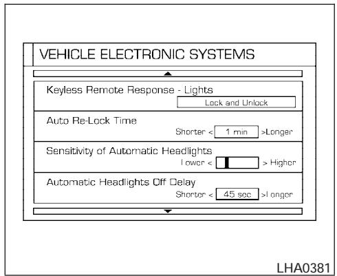 NISSAN ARMADA 2005 - Setting Audio or HVAC display: - 2
