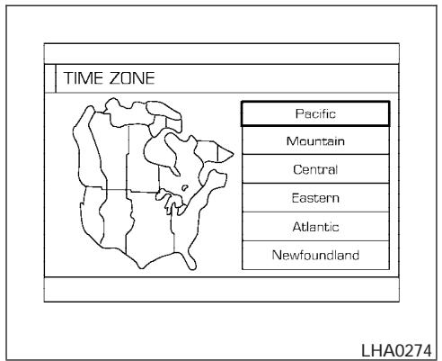 NISSAN ARMADA 2005 - Selecting the time zone: - 1