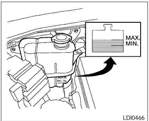 NISSAN FRONTIER 2005 - CHECKING ENGINE COOLANT LEVEL - 1