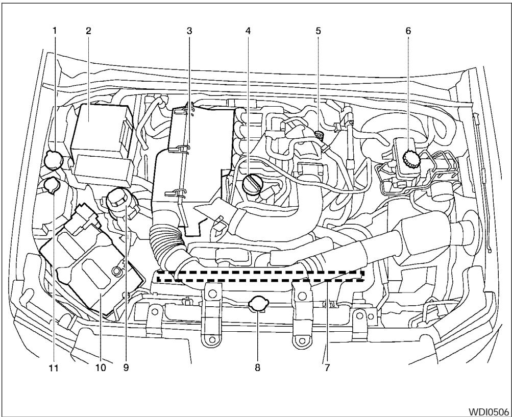 NISSAN FRONTIER 2006 - ENGINE COMPARTMENT CHECK LOCATIONS - 1