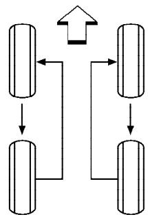 NISSAN MAXIMA 2004 - Tire chains must be installed only on the front wheels and not on the rear wheels. - 1
