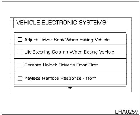 NISSAN MAXIMA 2004 - Display settings - 1