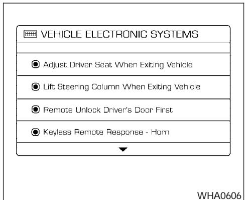 NISSAN MAXIMA 2006 - Display settings - 1