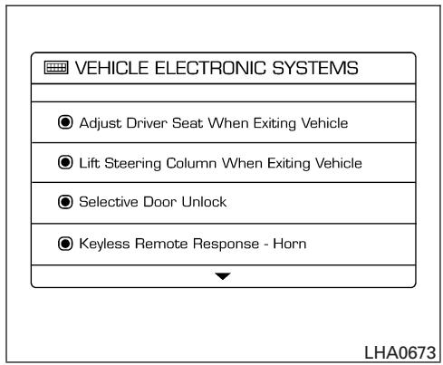 NISSAN MAXIMA 2007 - Lower display setting: - 2
