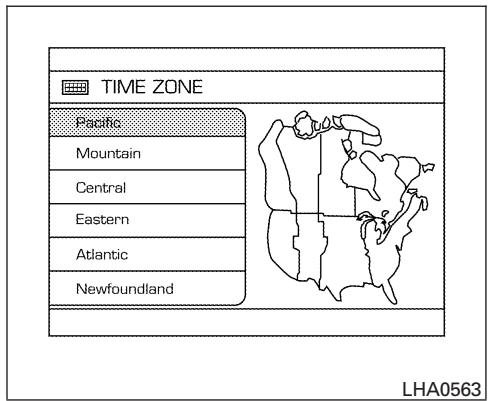 NISSAN MAXIMA 2007 - Selecting the time zone: - 1