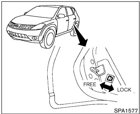 NISSAN MURANO 2003 - LOCKING WITH POWER DOOR LOCK SWITCH - 1