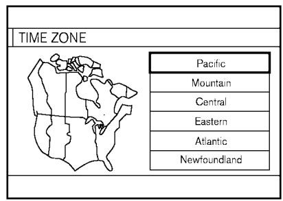 NISSAN MURANO 2003 - Selecting the time zone - 1