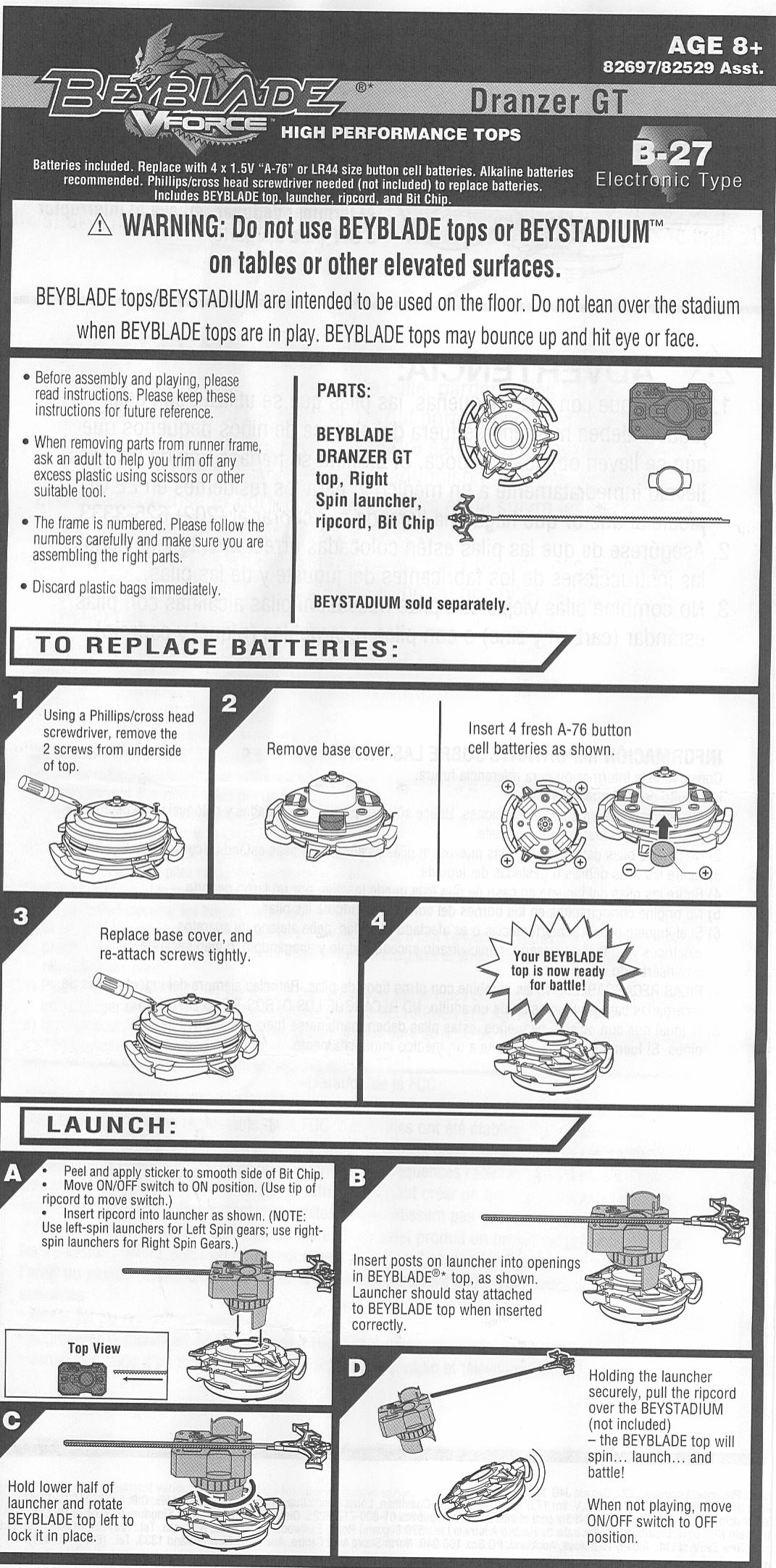 HASBRO BEYBLADE V FORCE DRANZER GT B27 82697 - 1